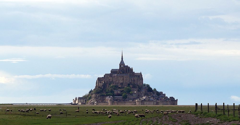 Mont Saint-Michel seen from the shore, France
