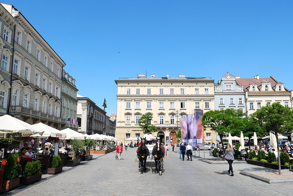 market square in the old town of Kraków, Poland