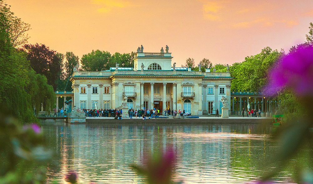 The palace on the lake in Warsaw, the capital of Poland