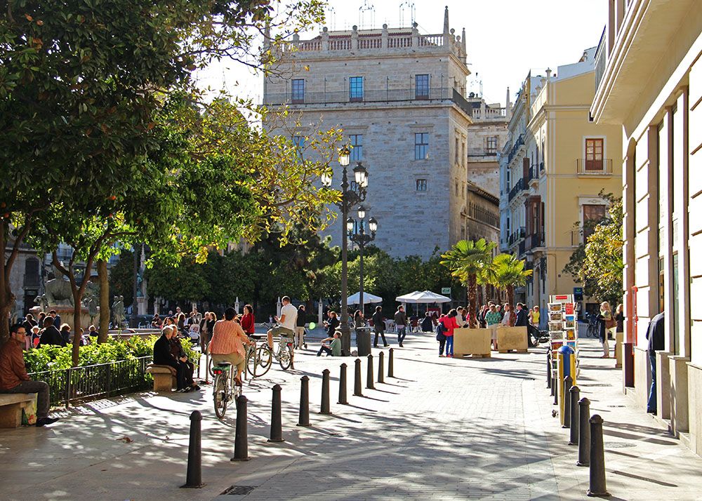 One of many squares in Valencia, Spain
