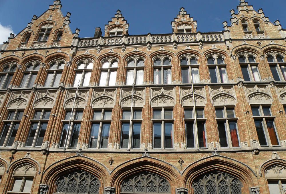 Typical house front in Antwerp, Belgium