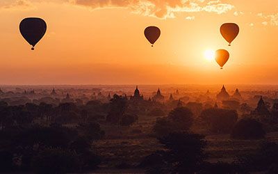 Hot air balloon flight over Bagan