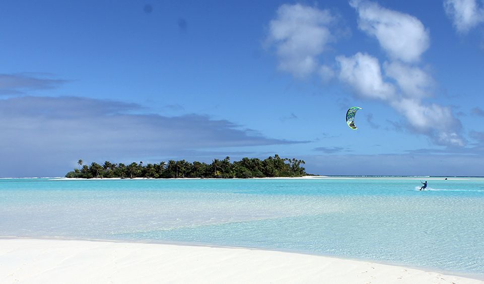 Kite surfer at Aitutaki, Cook Islands