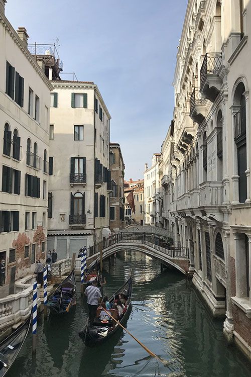 Gondola in one of the canals in Venice