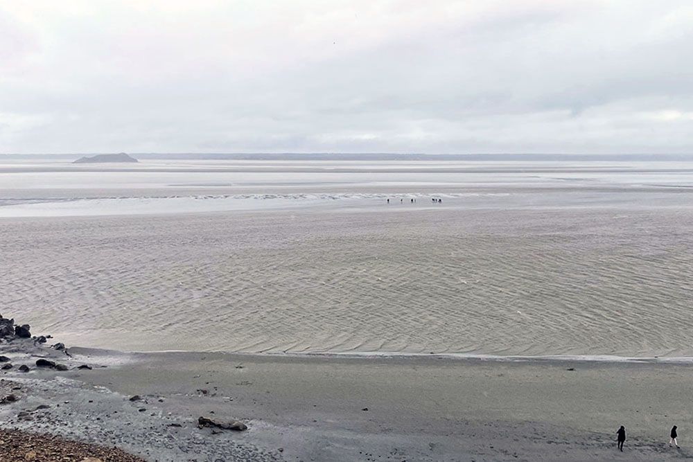 Mudflat hiking at Mont-Saint-Michel