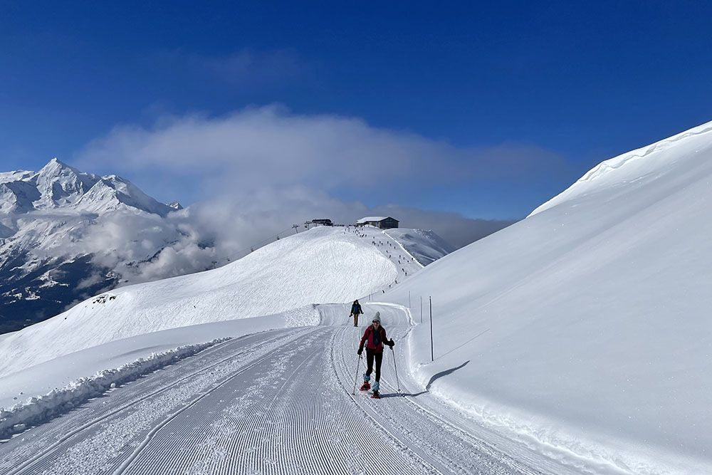 Snow shoe hiker