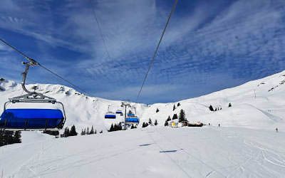 Winter fun in the Swiss ski resort of Stoos