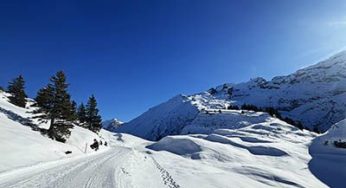 Winter sports in the Swiss ski resort of Engelberg-Titlis